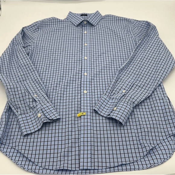 J.Crew Men’s XL Slim Flex Wrinkle-Free Shirt – Blue Grid Plaid Button Down - Picture 3 of 4